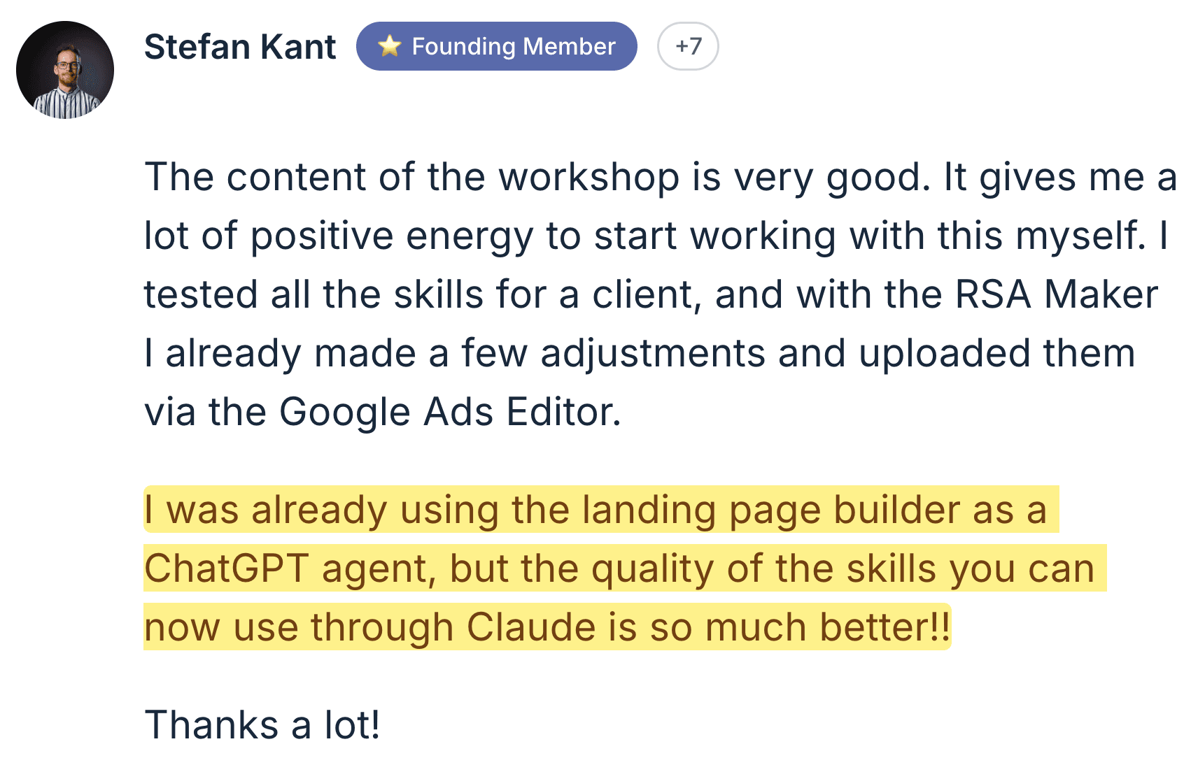 Stefan — RSA Maker quality better than ChatGPT