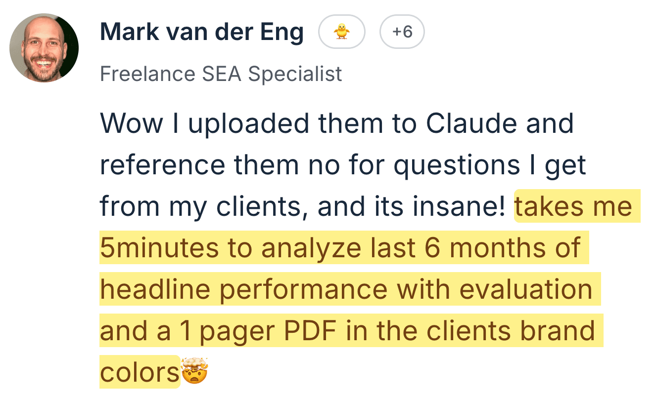 Mark — 5 minutes to analyze 6 months of headline performance