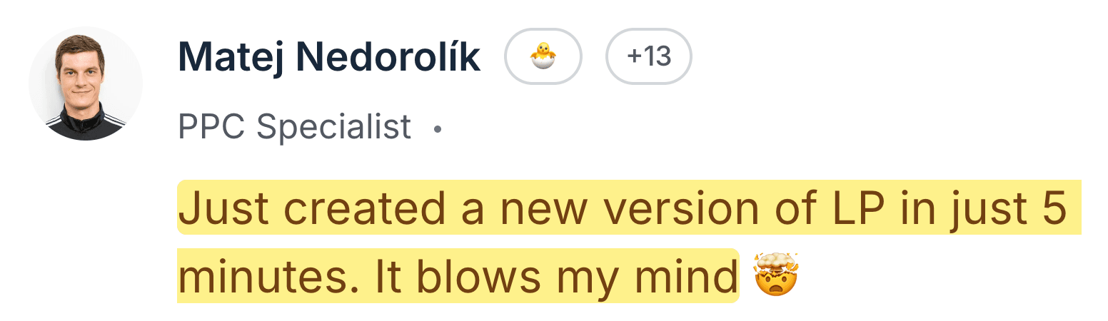 Matej — created new LP version in just 5 minutes