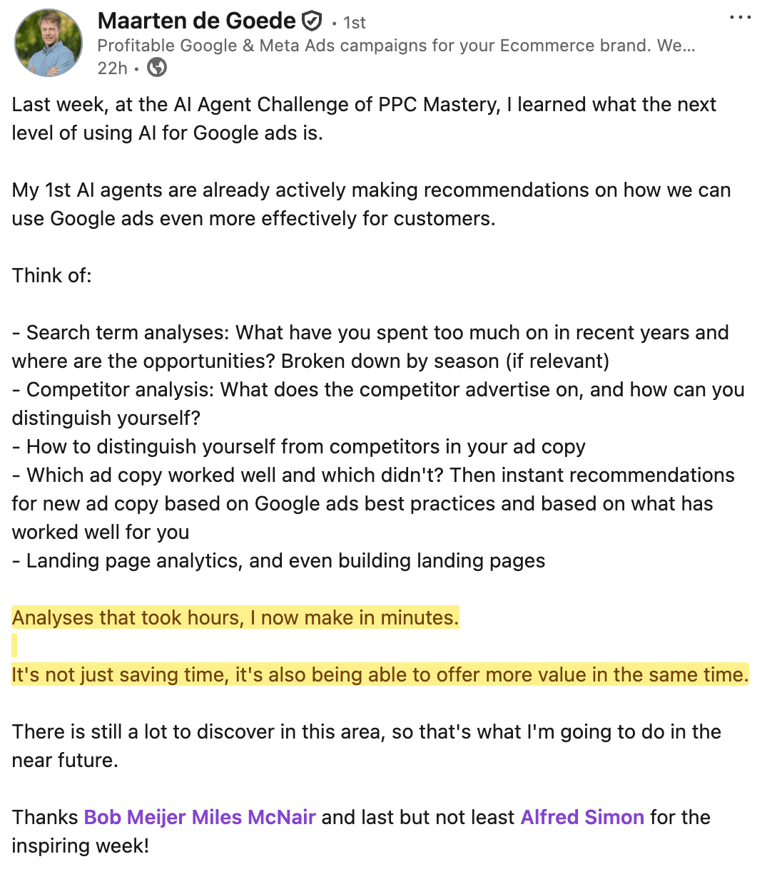 Maarten — analyses that took hours now in minutes