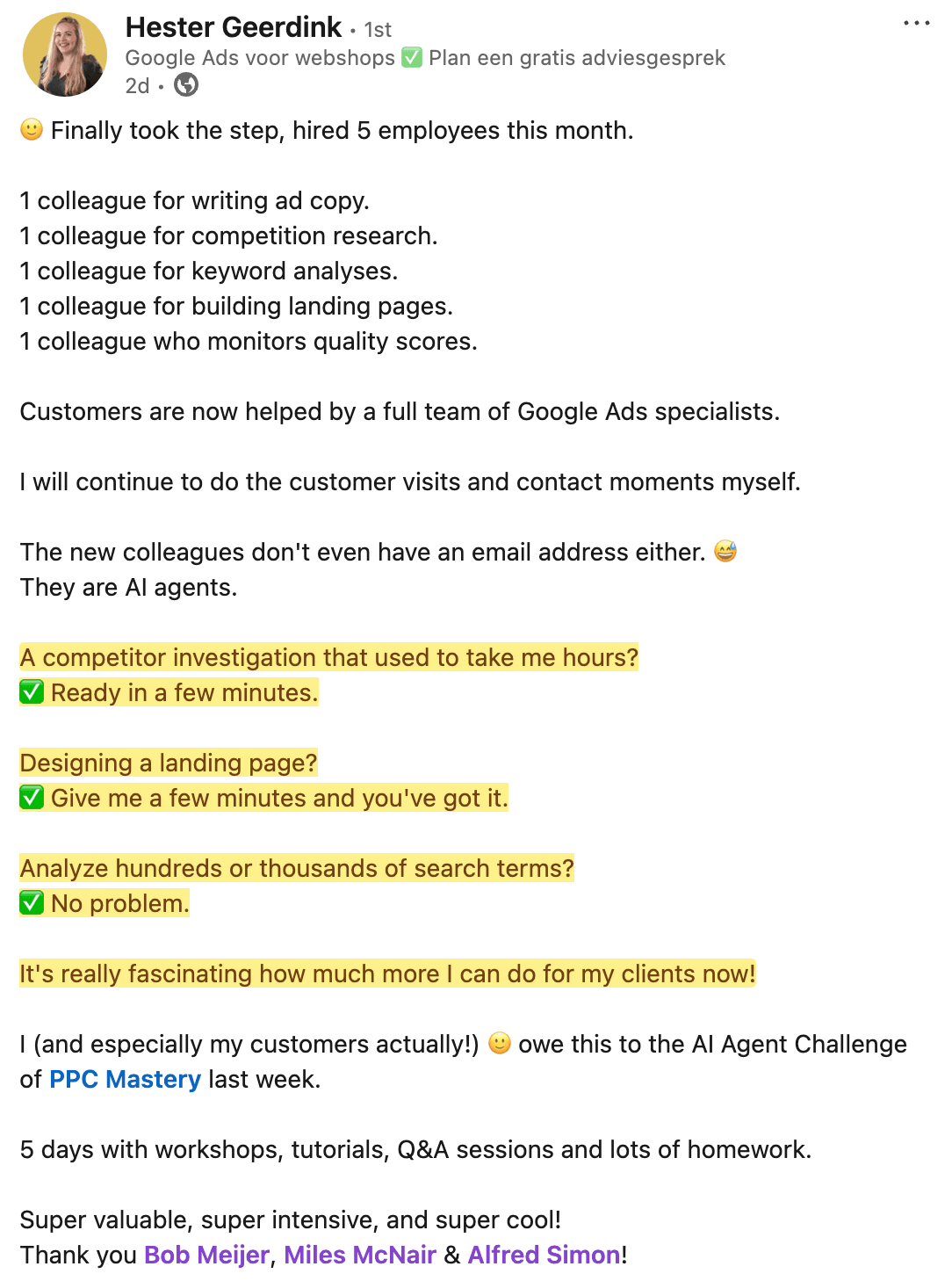 Hester — hired 5 AI employees, competitor research in minutes