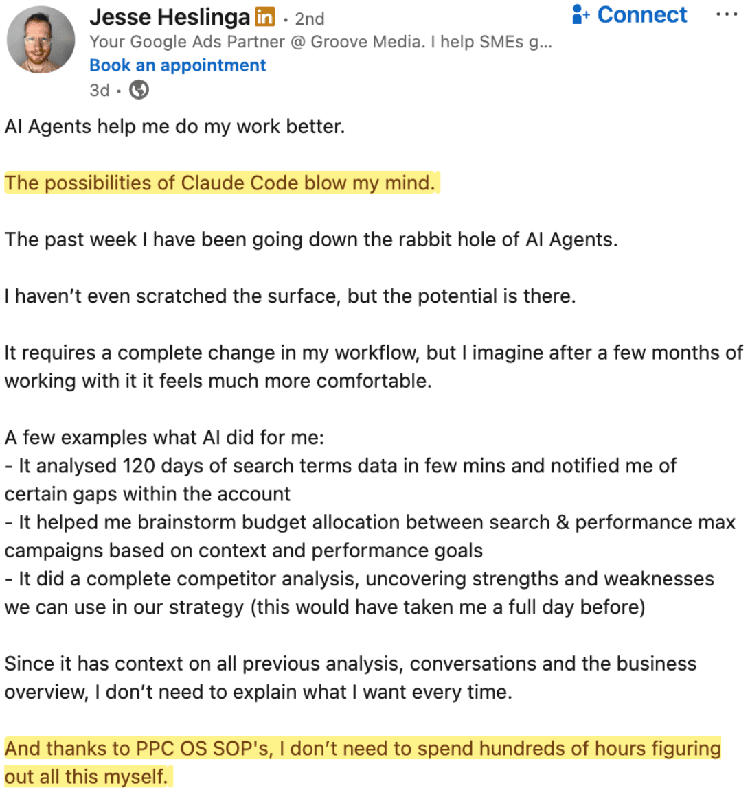 Jesse — Claude Code blows my mind, saved hundreds of hours