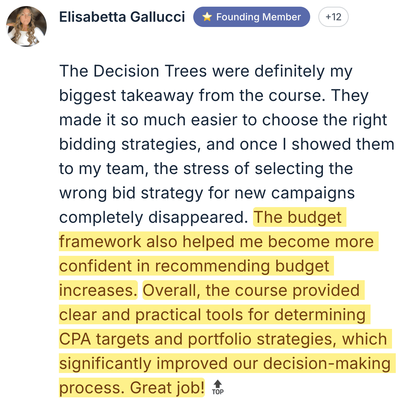 Elisabetta Gallucci — decision trees biggest takeaway, improved decision-making